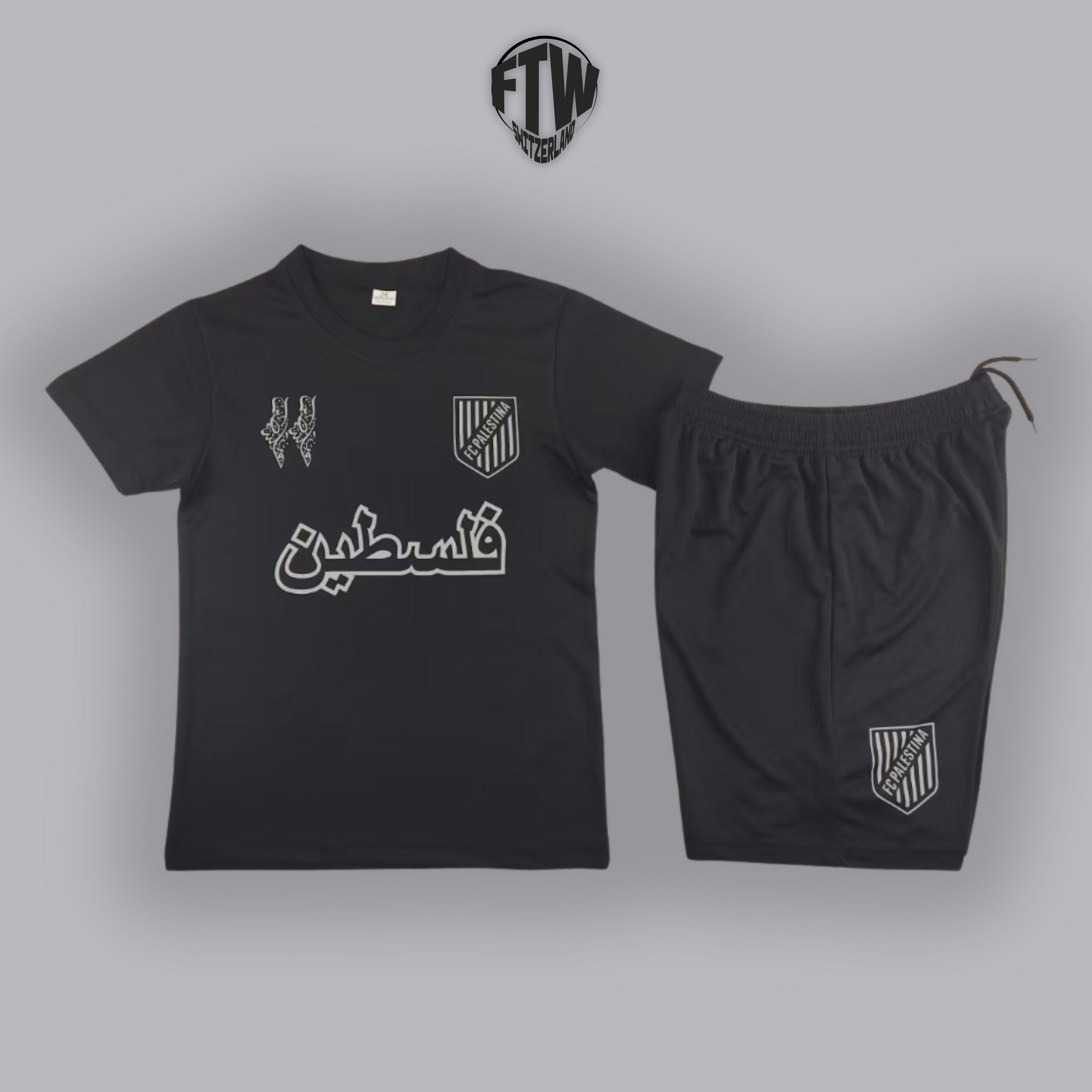 Palästina Trikot - Schwarz / Silber Reflektierend