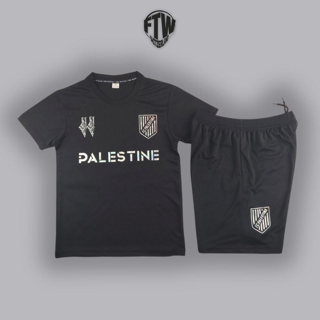 Palästina Trikot - Schwarz / Silber Reflektierend
